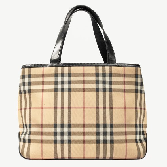 Burberry House-Check Canvas Leather-Trim Tote - Picture 2 of 12